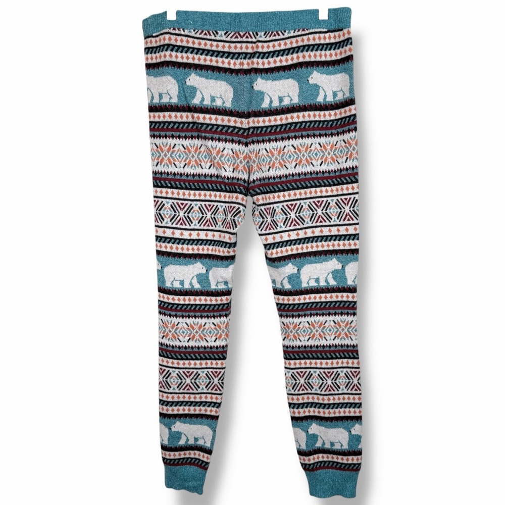 American Eagle Super High Rise Sweater Leggings Knit Pants Polar Bear Blue Large - Picture 4 of 6